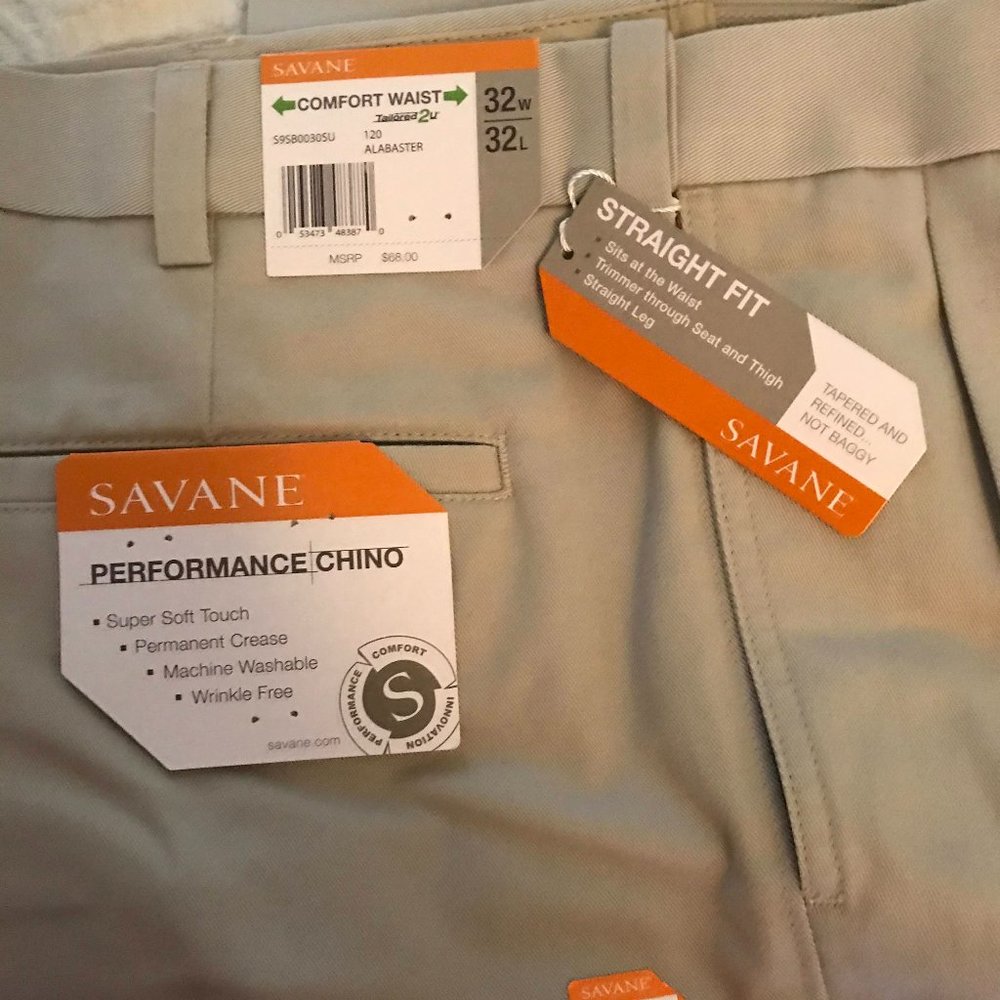 Men's khaki Savane Performance pants 32x 32 NWT